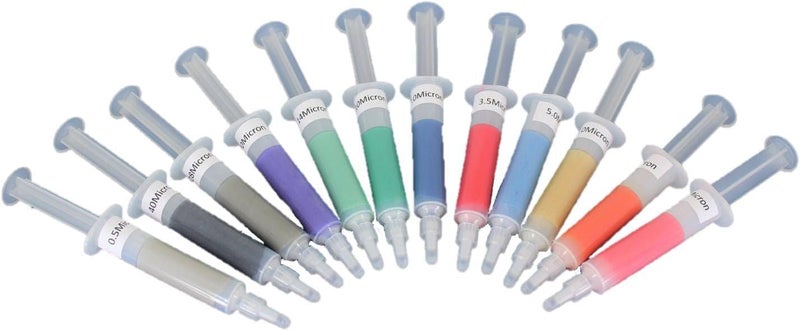 T-MAX 12 pc 5 Gram Diamond Lapping Paste Polishing Compound Syringe Set 0.5-40 Micron (Grit#450 to #30,000) for Jewelry, Metal, Ring, Gemstone, Glass, Coin - Image 1